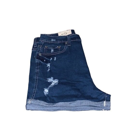 Umgee Denim Distressed Cuffed Jean Shorts Women’s  Shortie SZ 5 Dark NWT - Picture 5 of 7